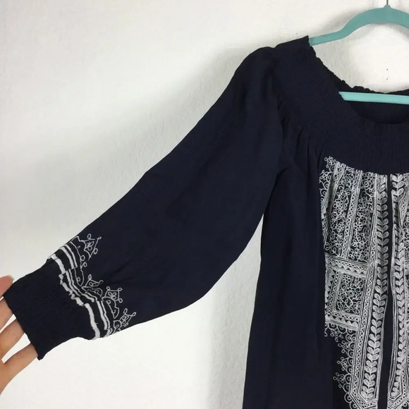 Tularosa Revolve Jacqueline Navy Embroidered Off Shoulder Tunic Mini Dress XS - Picture 9 of 13
